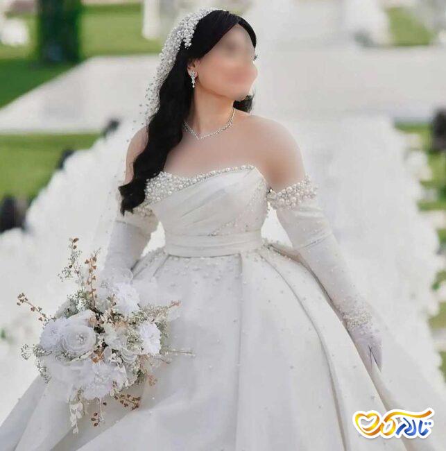 زیباترین لباس های عروسی مرواریدی و اکسسوری برای ظاهری زیبا